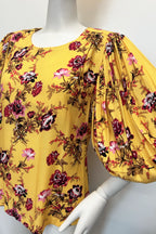 Camille Top in Yellow Floral
