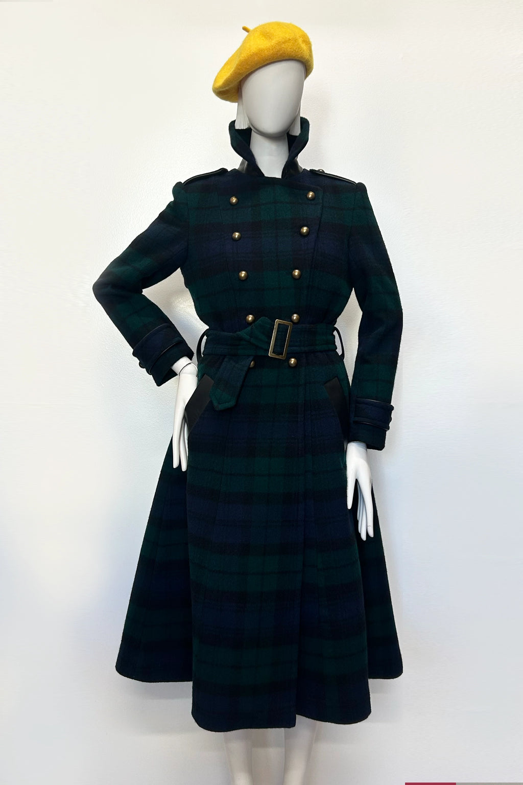 Blackwatch Cashmere and Nappa Military Coat