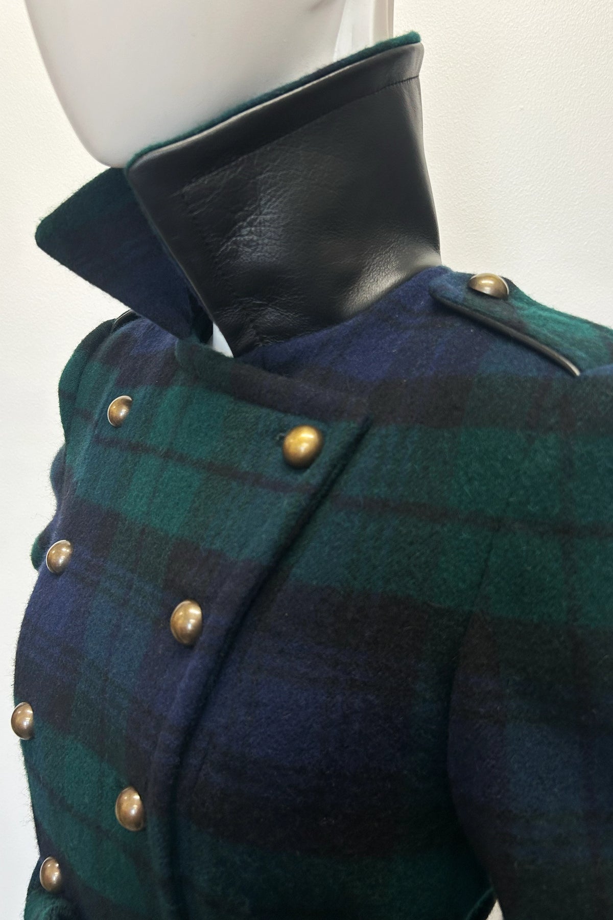 Blackwatch Cashmere and Nappa Military Coat