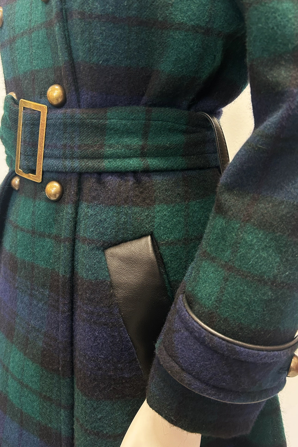 Blackwatch Cashmere and Nappa Military Coat