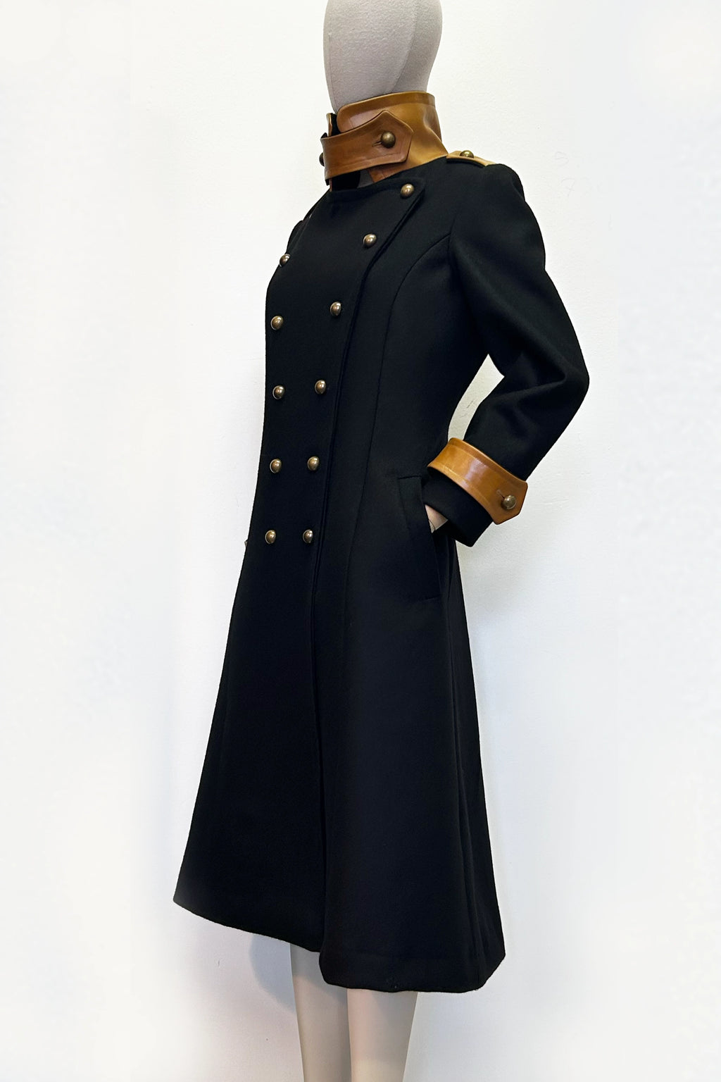 Melton Wool & Leather Military Coat