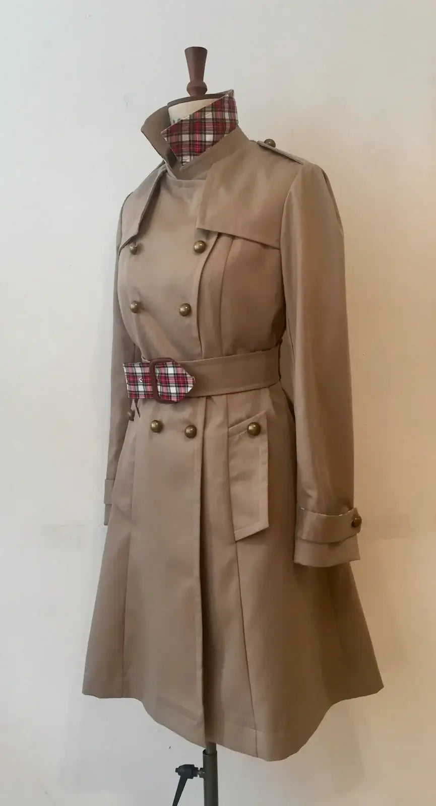 Totty Trench Coat with Tartan Trimmings