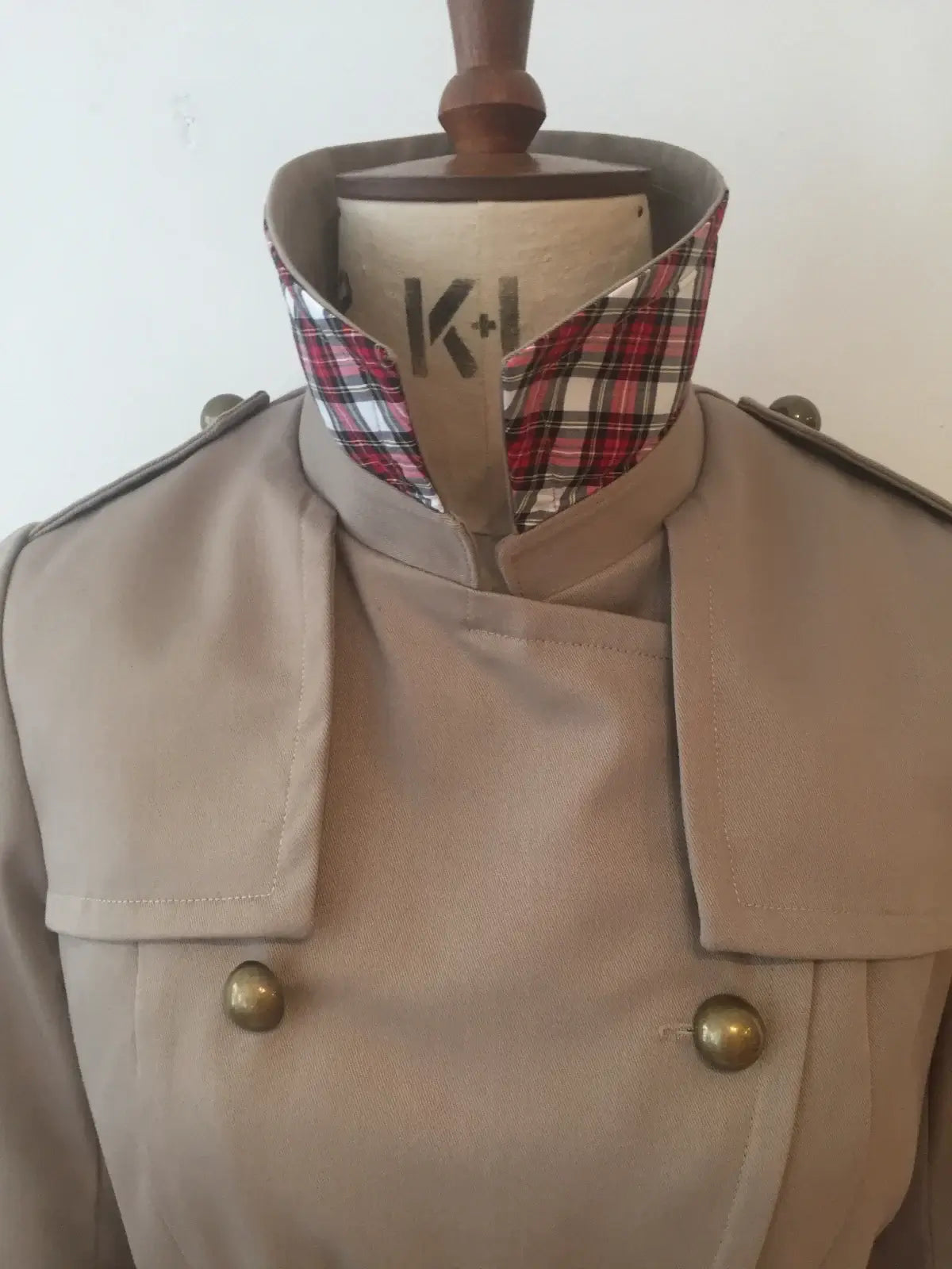 Totty Trench Coat with Tartan Trimmings