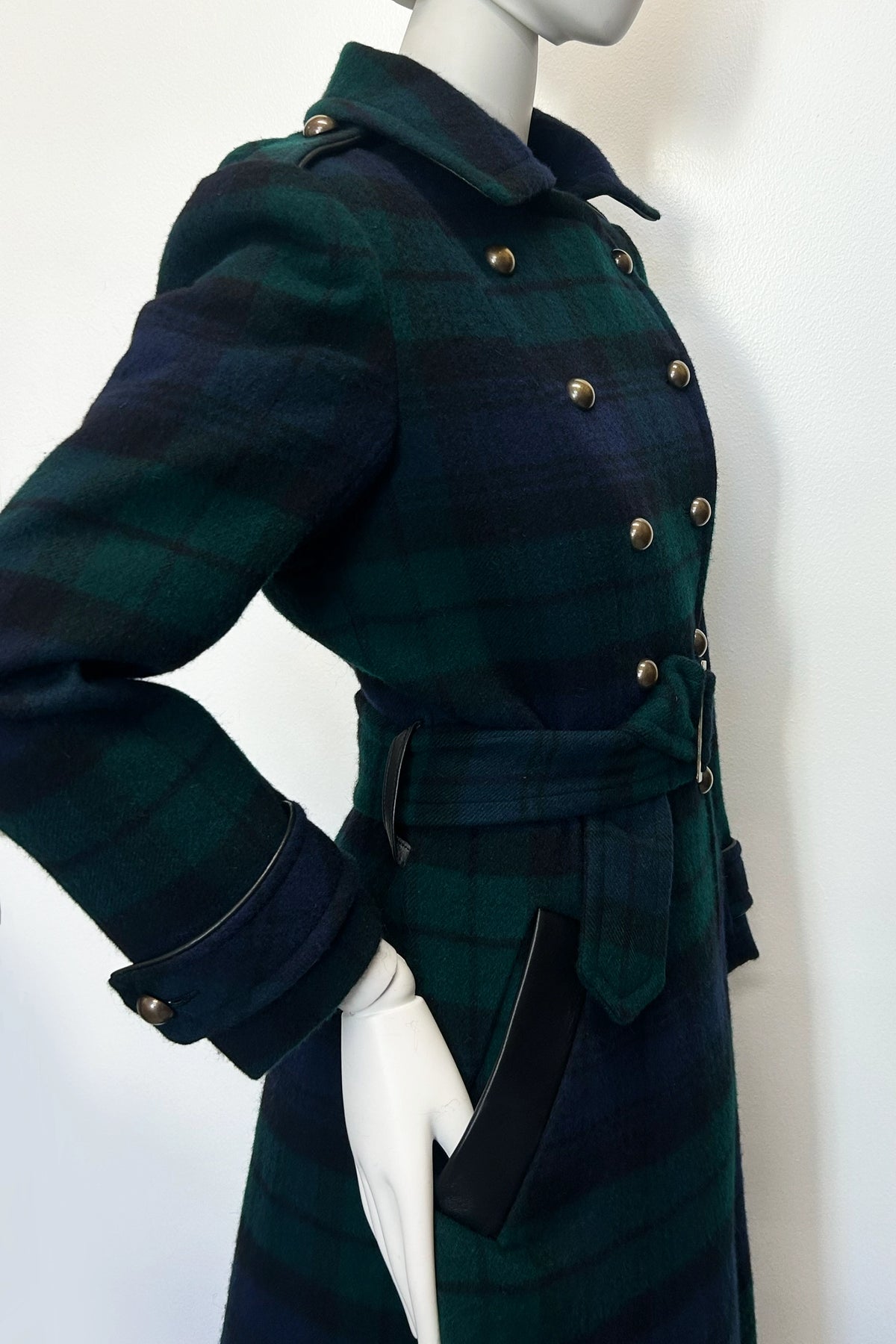 Blackwatch Cashmere and Nappa Military Coat