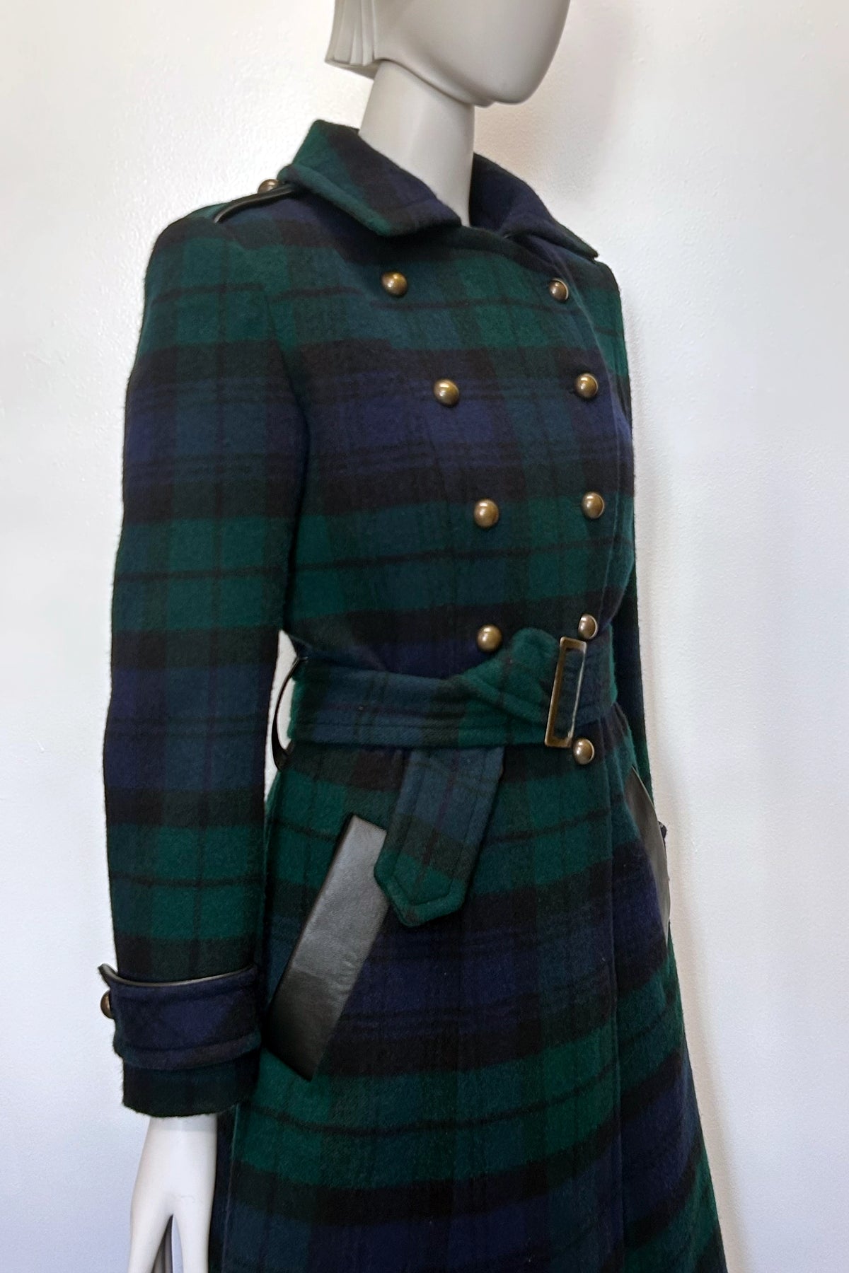 Blackwatch Cashmere and Nappa Military Coat