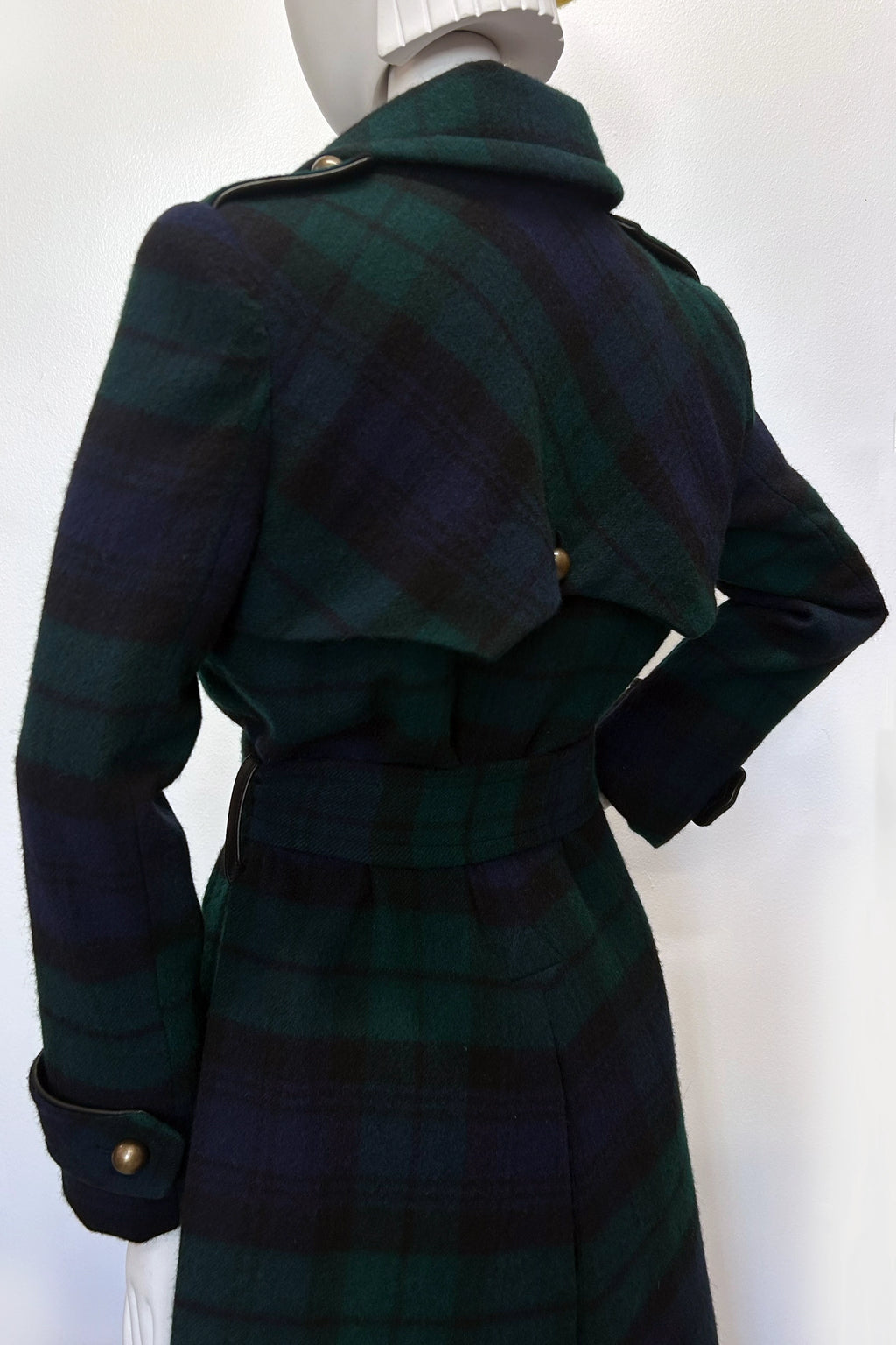 Blackwatch Cashmere and Nappa Military Coat