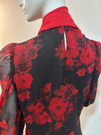 Dark roses tie neck top