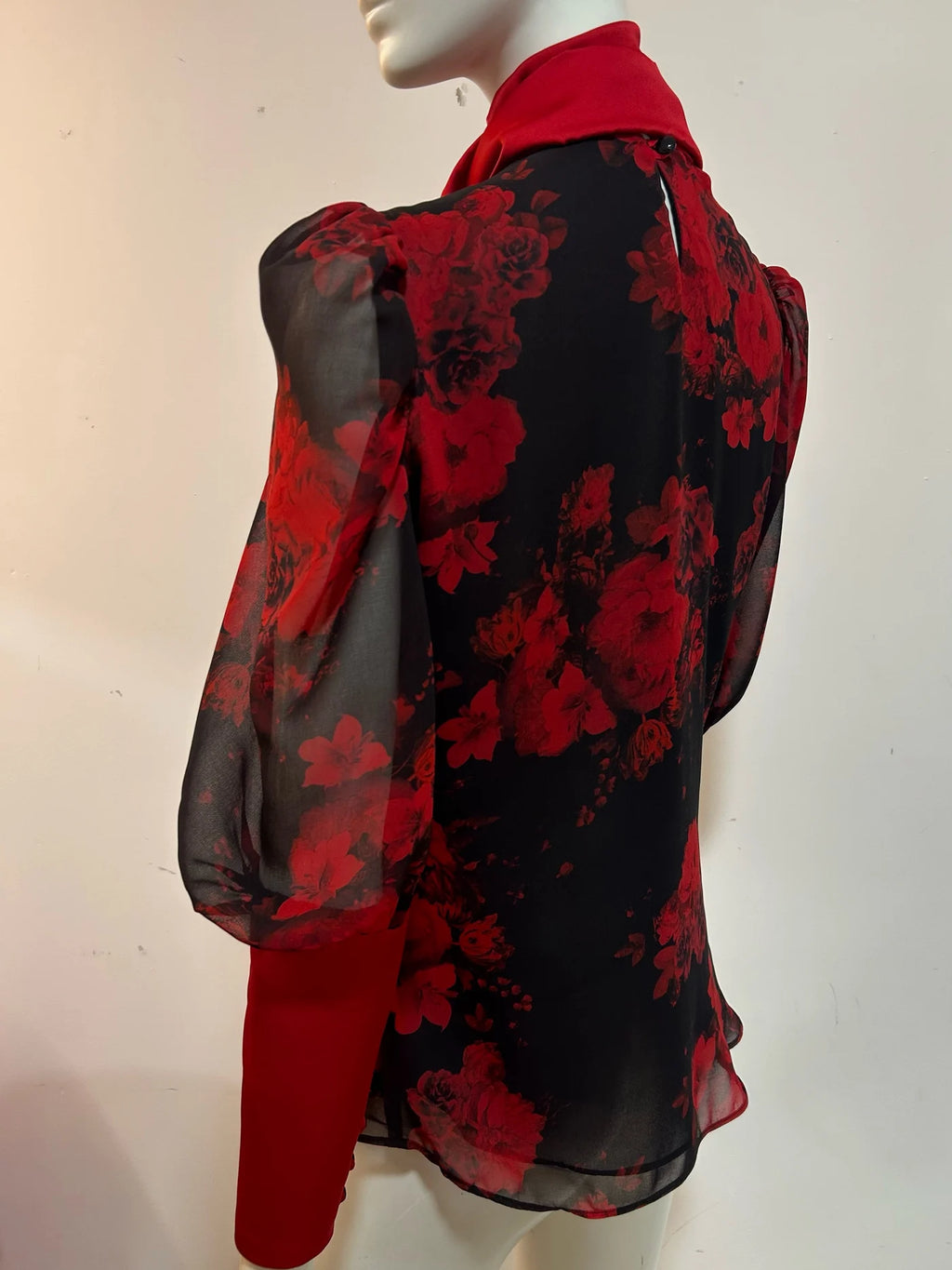 Dark roses tie neck top