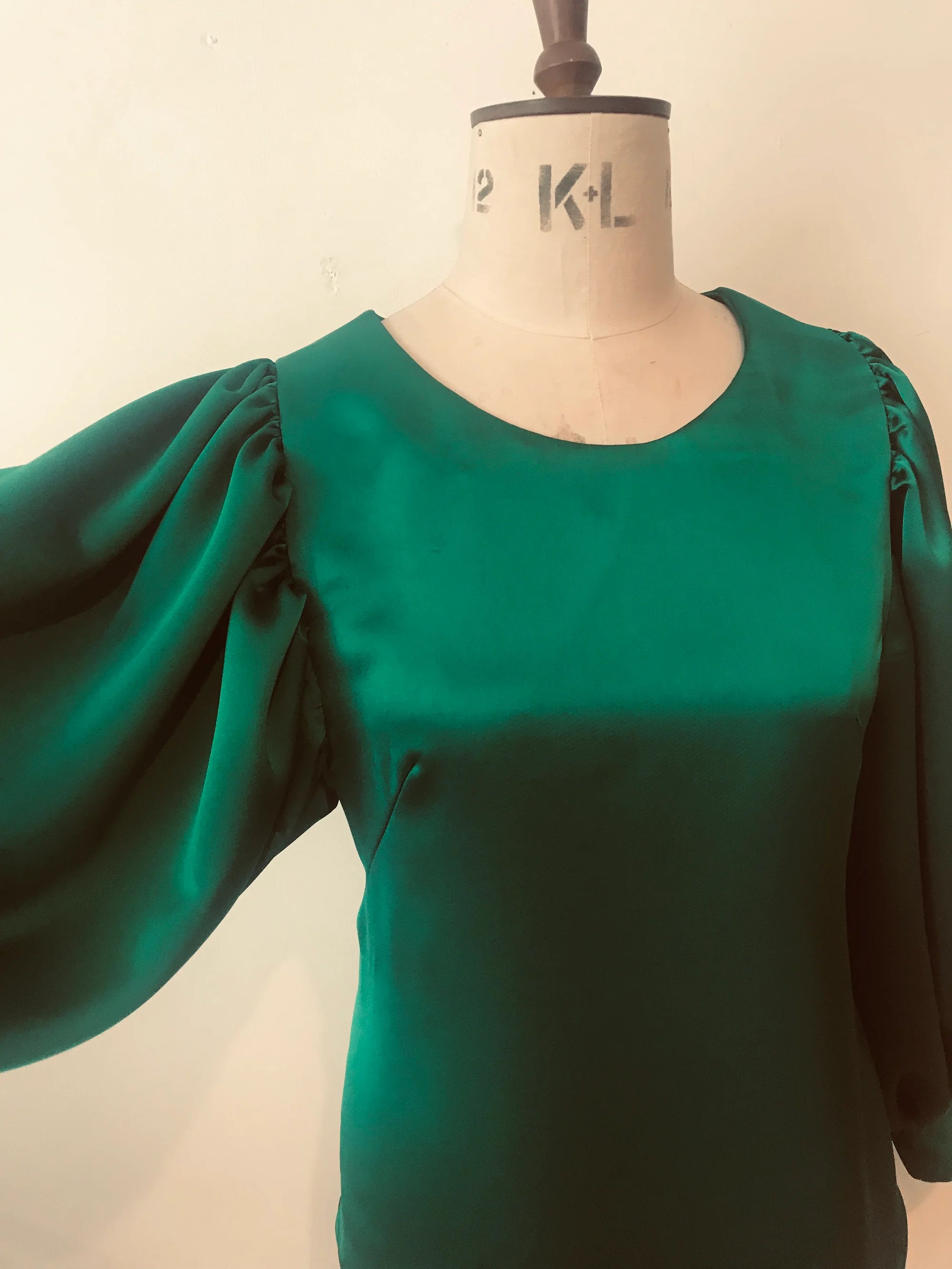 Satin Esmeralda Balloon Sleeve Top