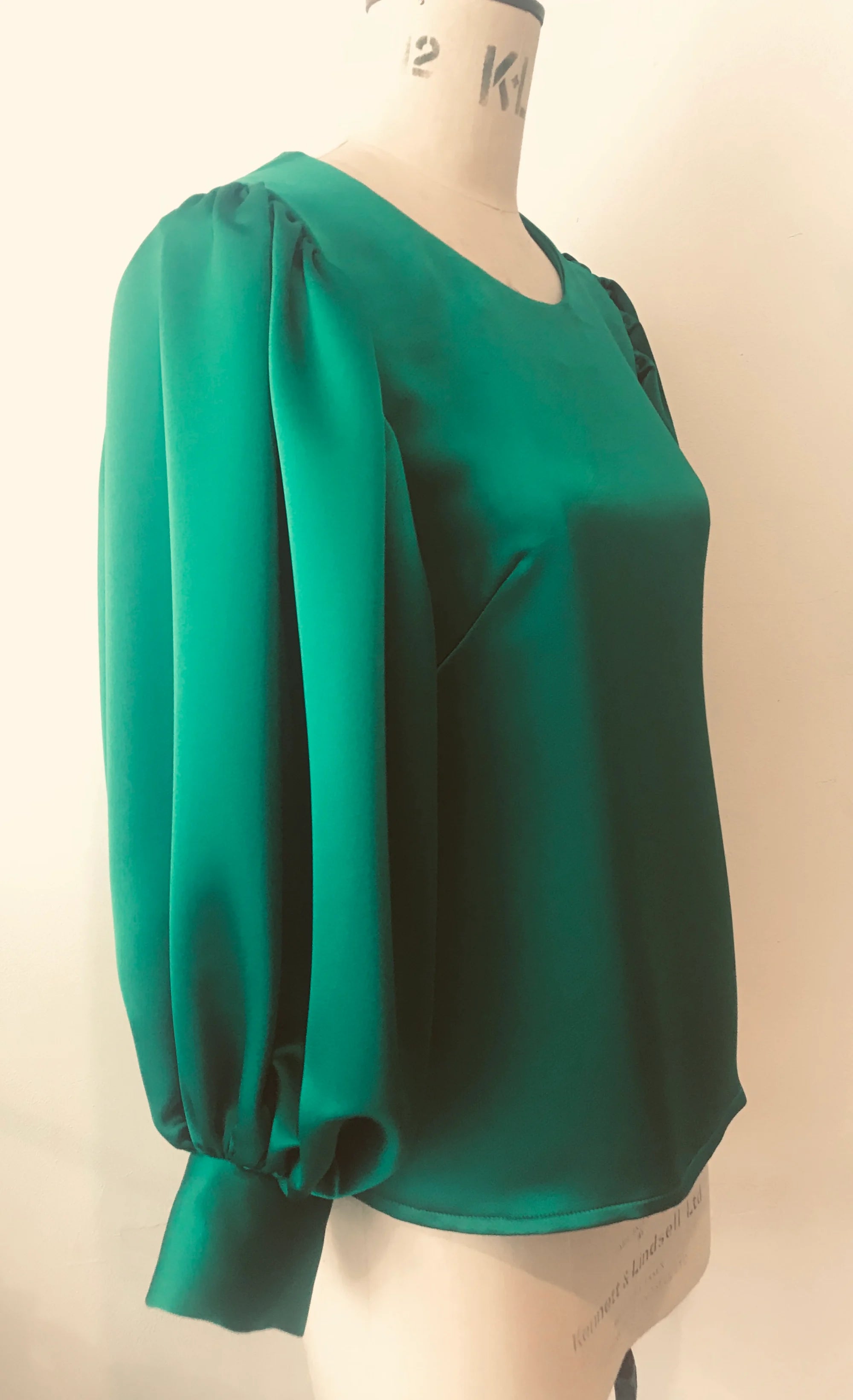Satin Esmeralda Balloon Sleeve Top