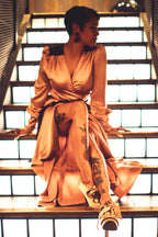 Two tone Esmeralda wrap dress