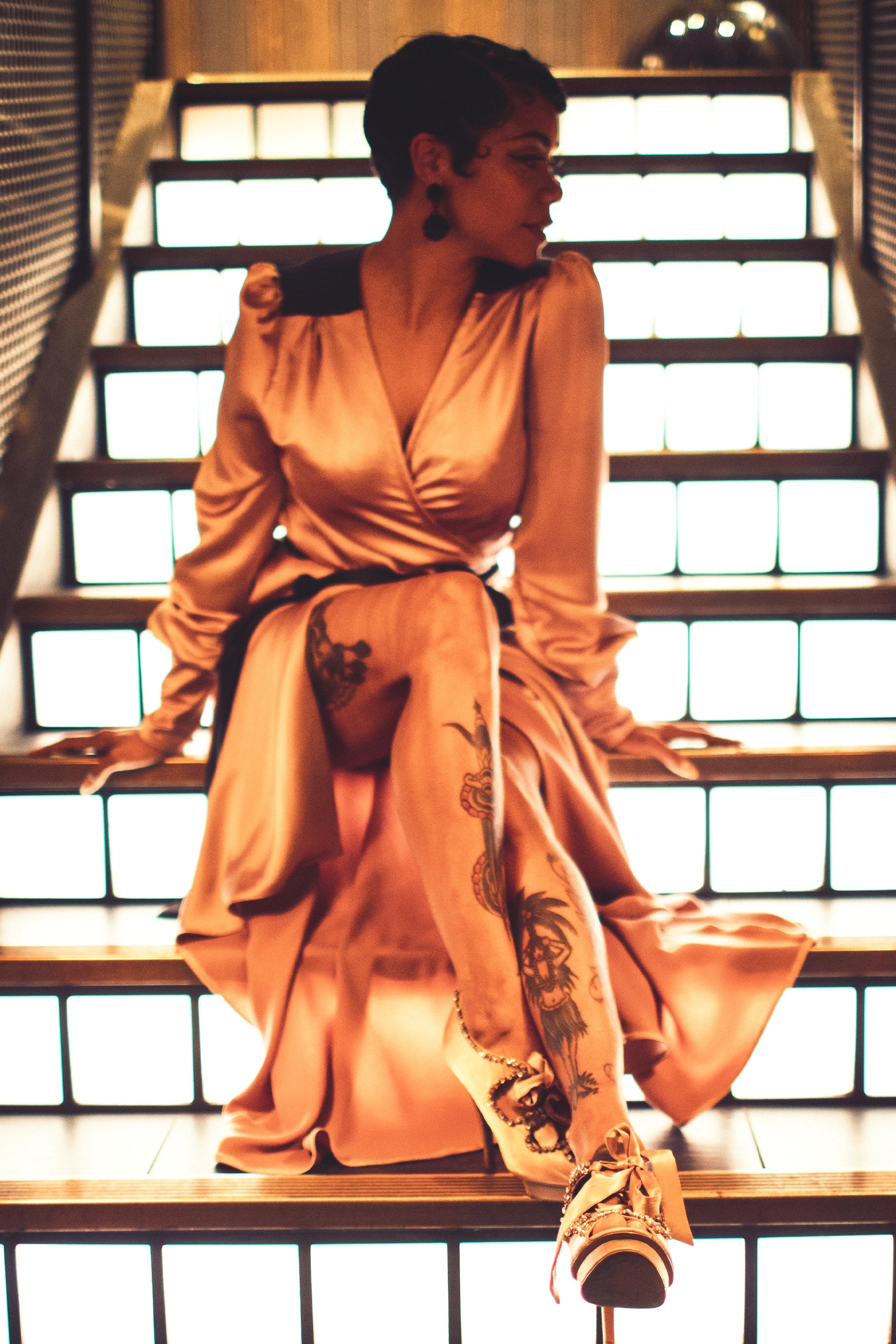 Two tone Esmeralda wrap dress
