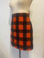 High-Waist Wool Check Mini Skirt