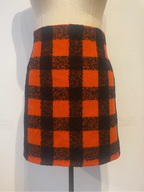 High-Waist Wool Check Mini Skirt