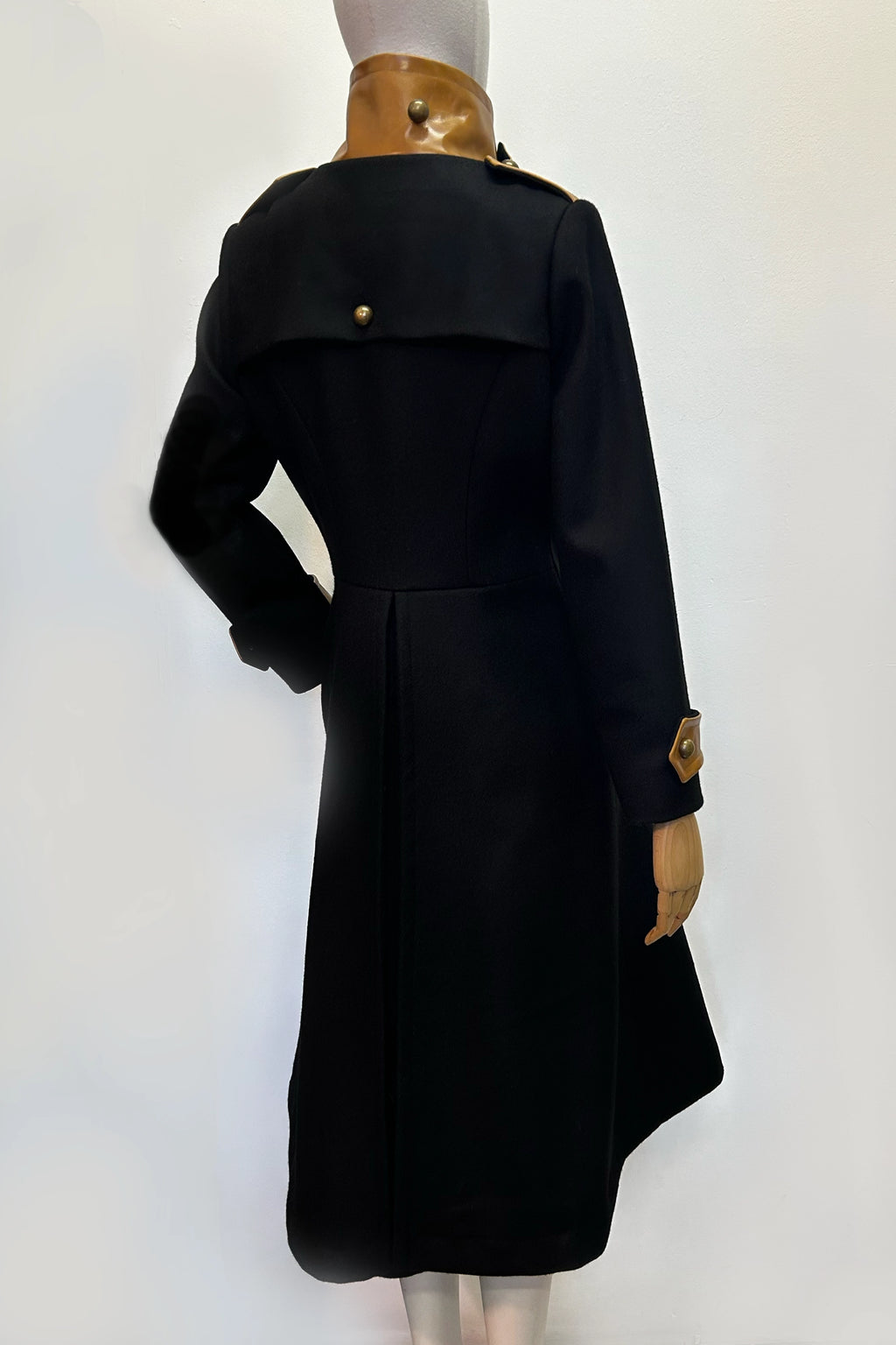 Melton Wool & Leather Military Coat