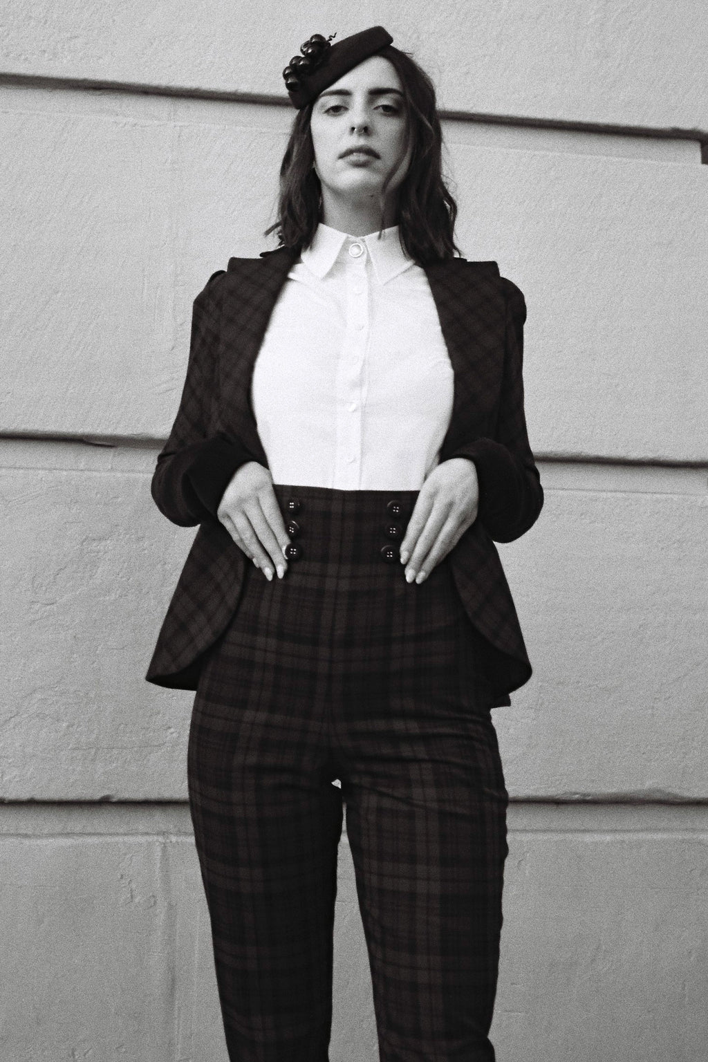 High Waisted Tartan Trousers