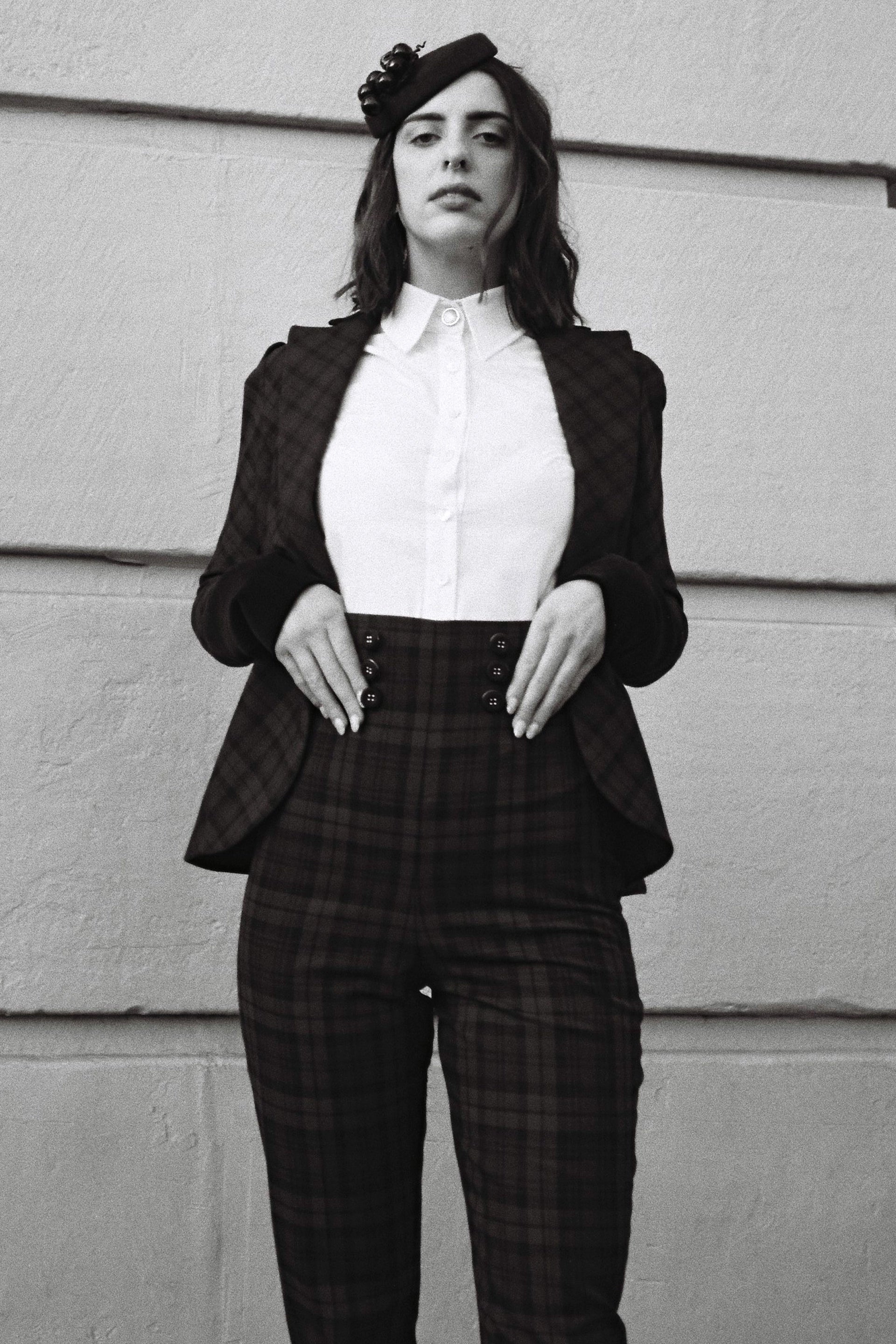 High Waisted Tartan Trousers