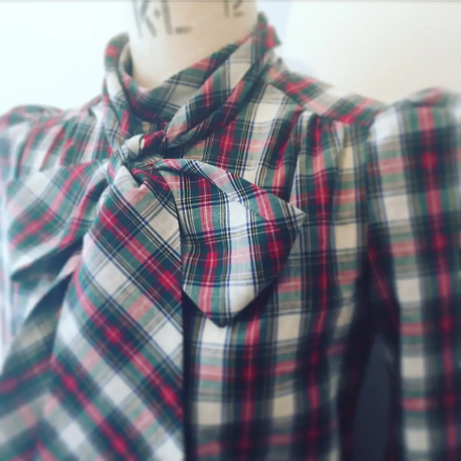 Eliza Tartan Tie Neck Shirt