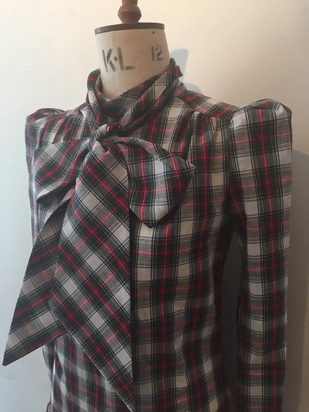 Eliza Tartan Tie Neck Shirt