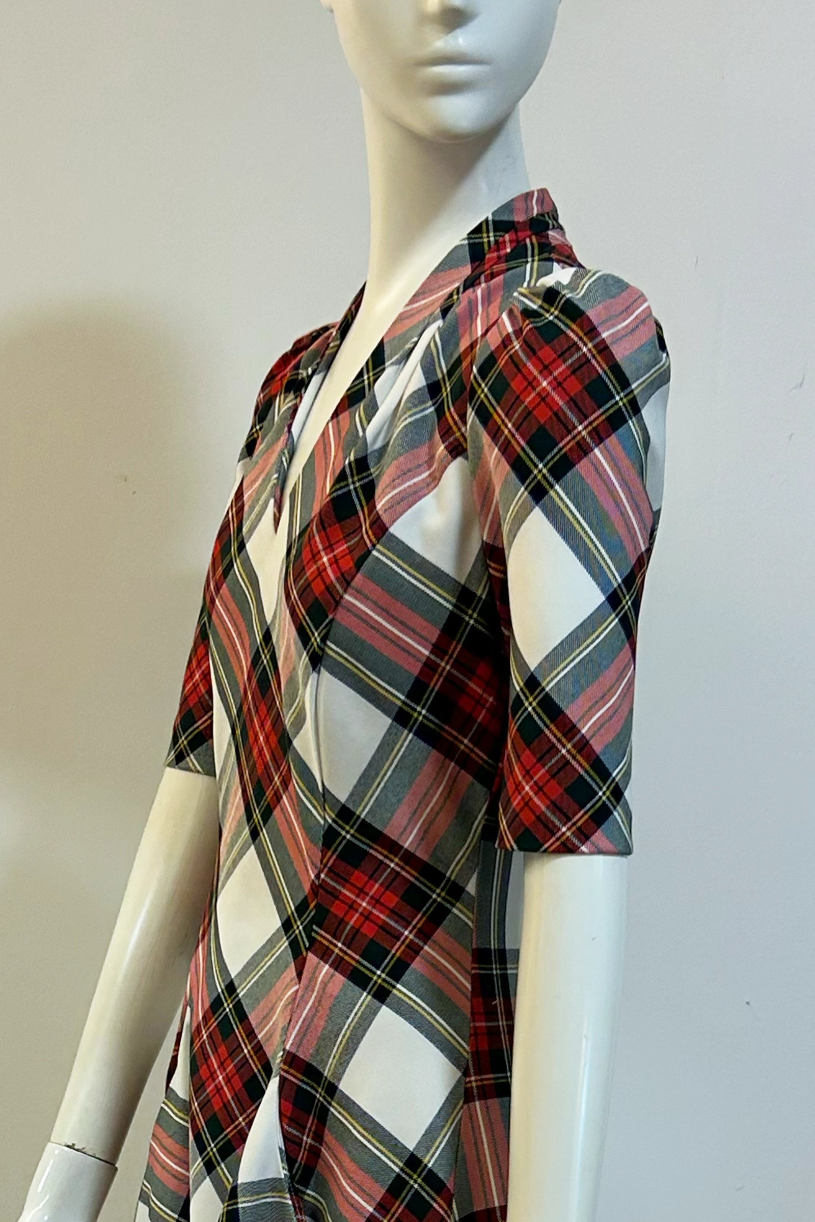 3/4 Sleeve Blitz Tartan Waterfall Dress