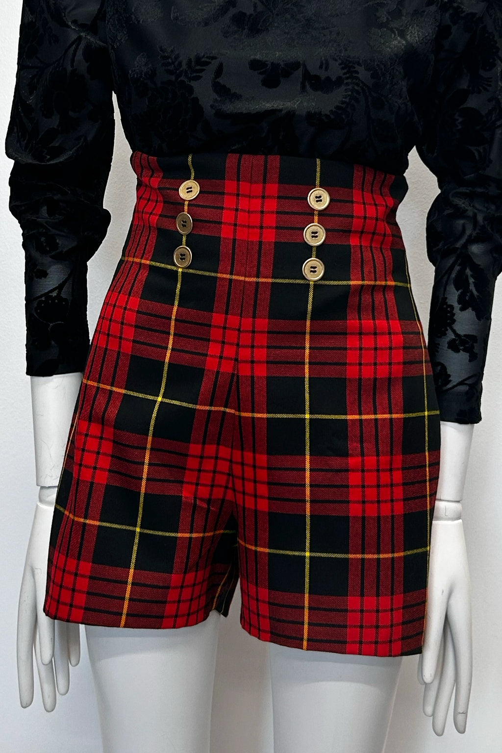 High Waisted Tartan Shorts