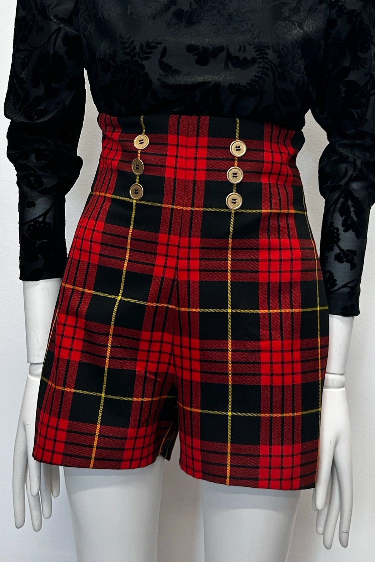 High Waisted Tartan Shorts