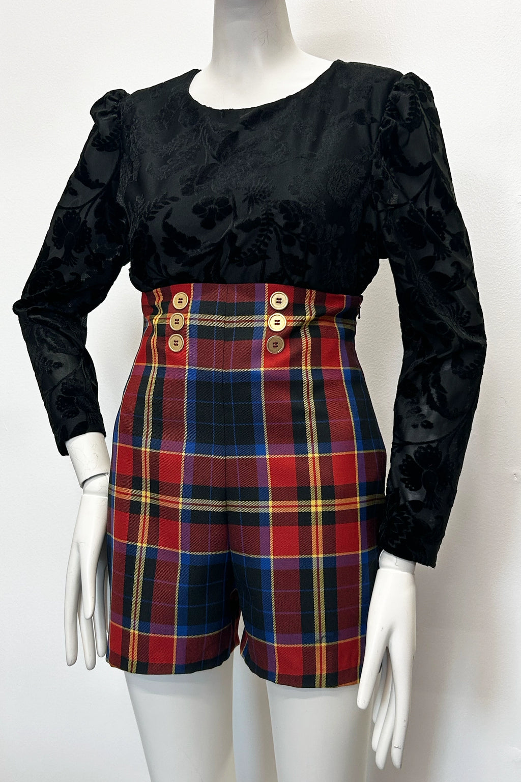 High Waisted Tartan Shorts