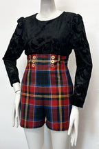 High Waisted Tartan Shorts
