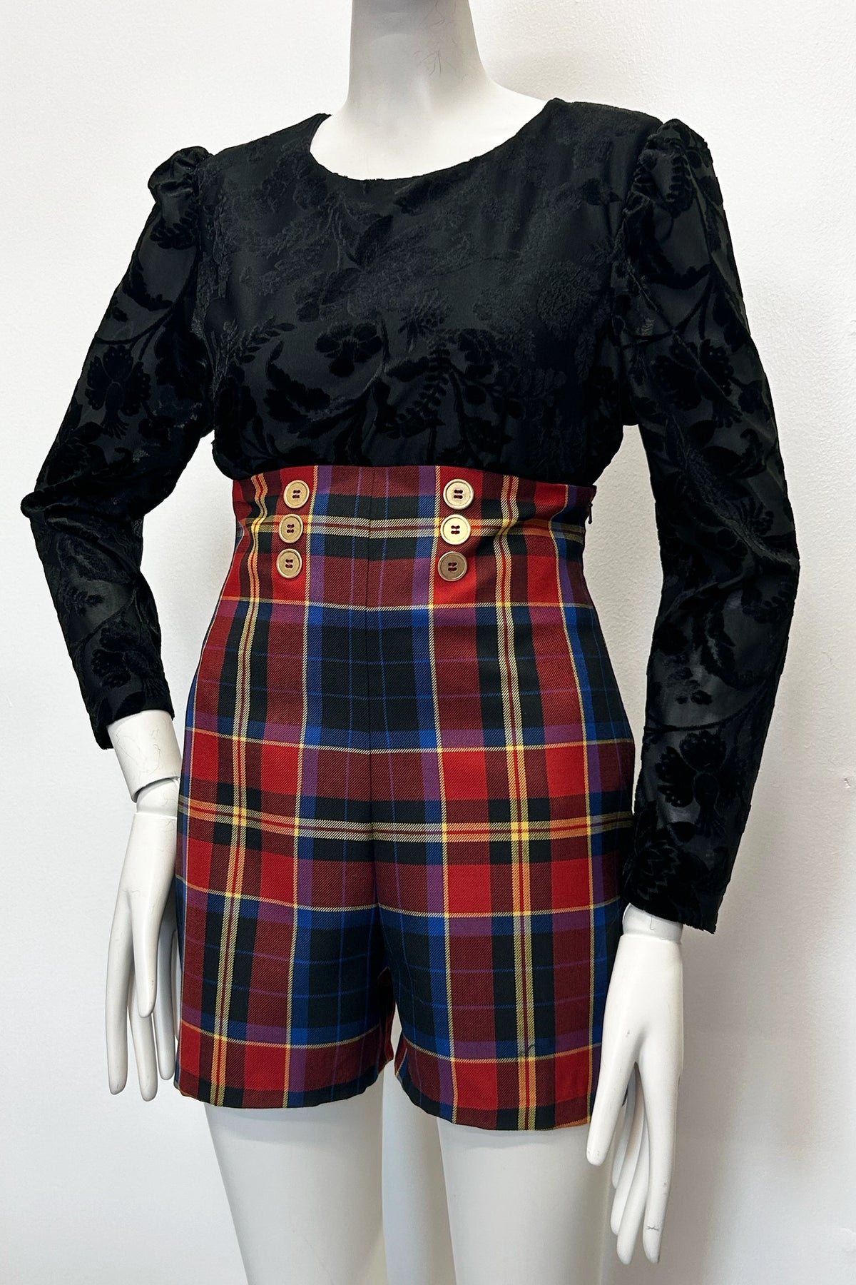 High Waisted Tartan Shorts