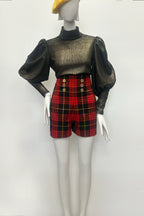 High Waisted Tartan Shorts