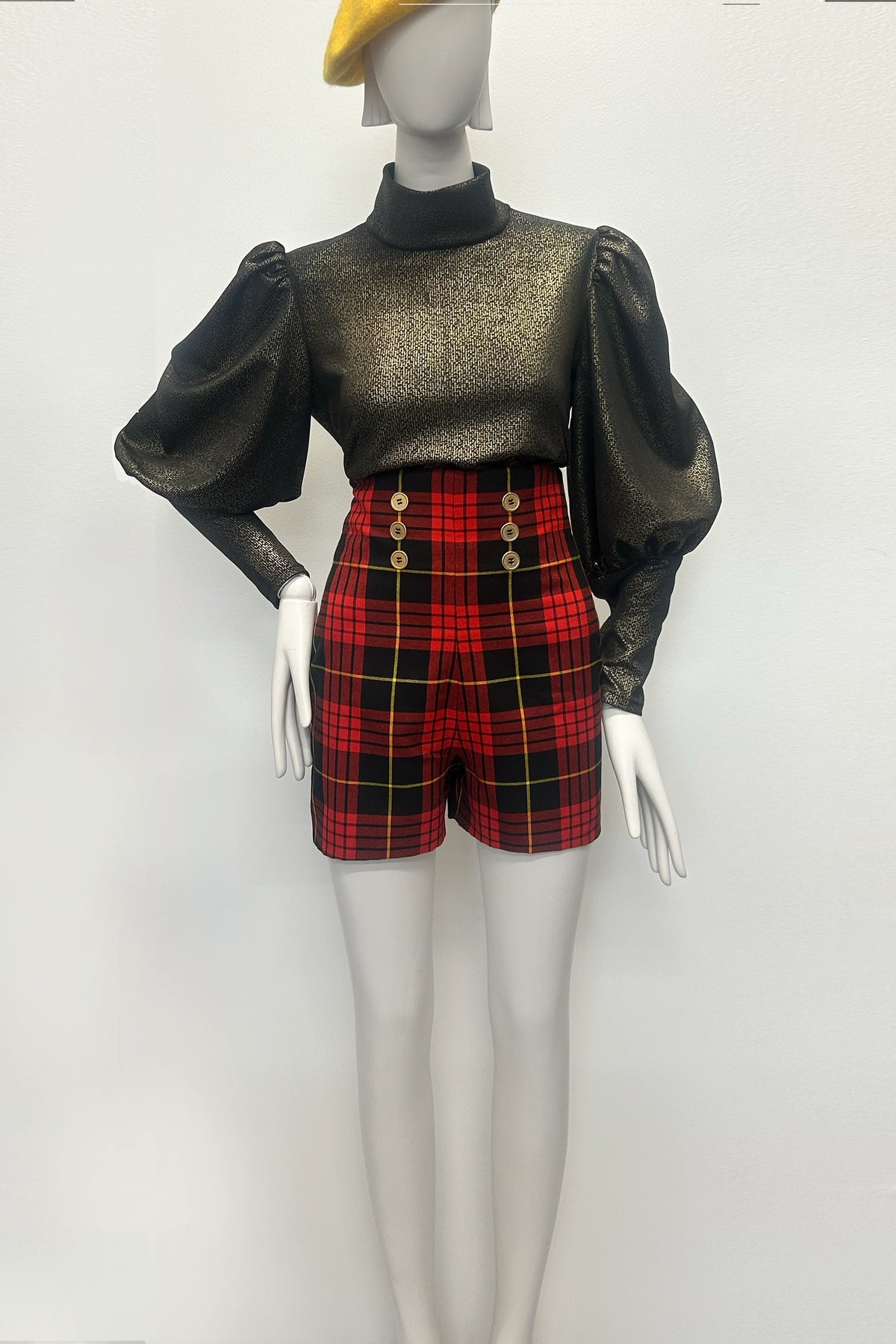 High Waisted Tartan Shorts