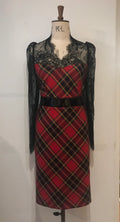 Das Tartan-Leder-und-Spitze-Blitzkleid