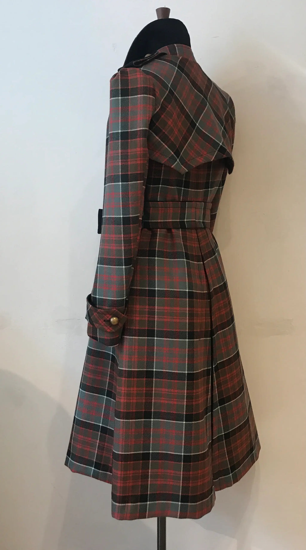 Wool Tartan Belted Trench Coat