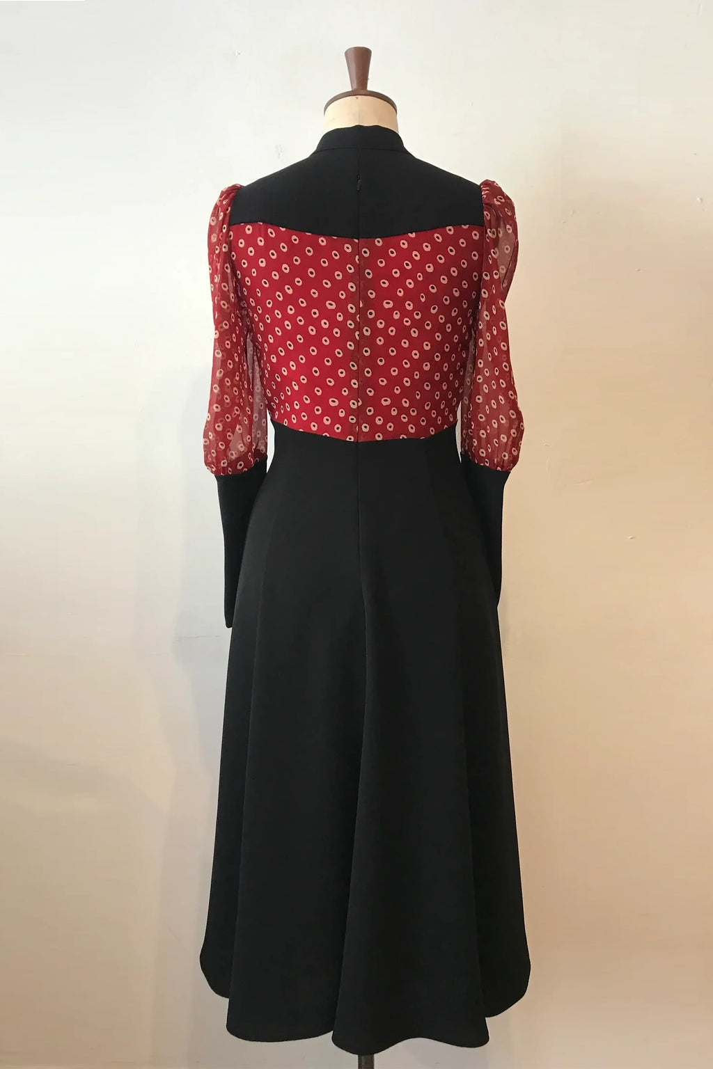 Barbara Dress - Retro Fit & Flare with Sheer Sleeves