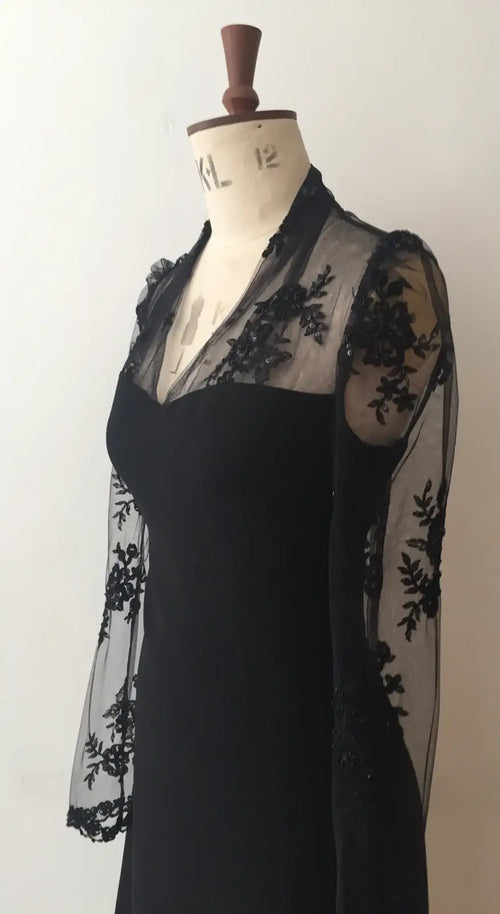 Beaded Lace Charlotte Dress – Triple Crepe & Embroidered Lace