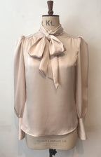 Anita Satin Tie Neck Blouse