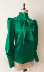 Anita Satin Tie Neck Blouse