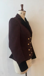 Double Breasted Concours Tweed Jacket with Velvet Detailing
