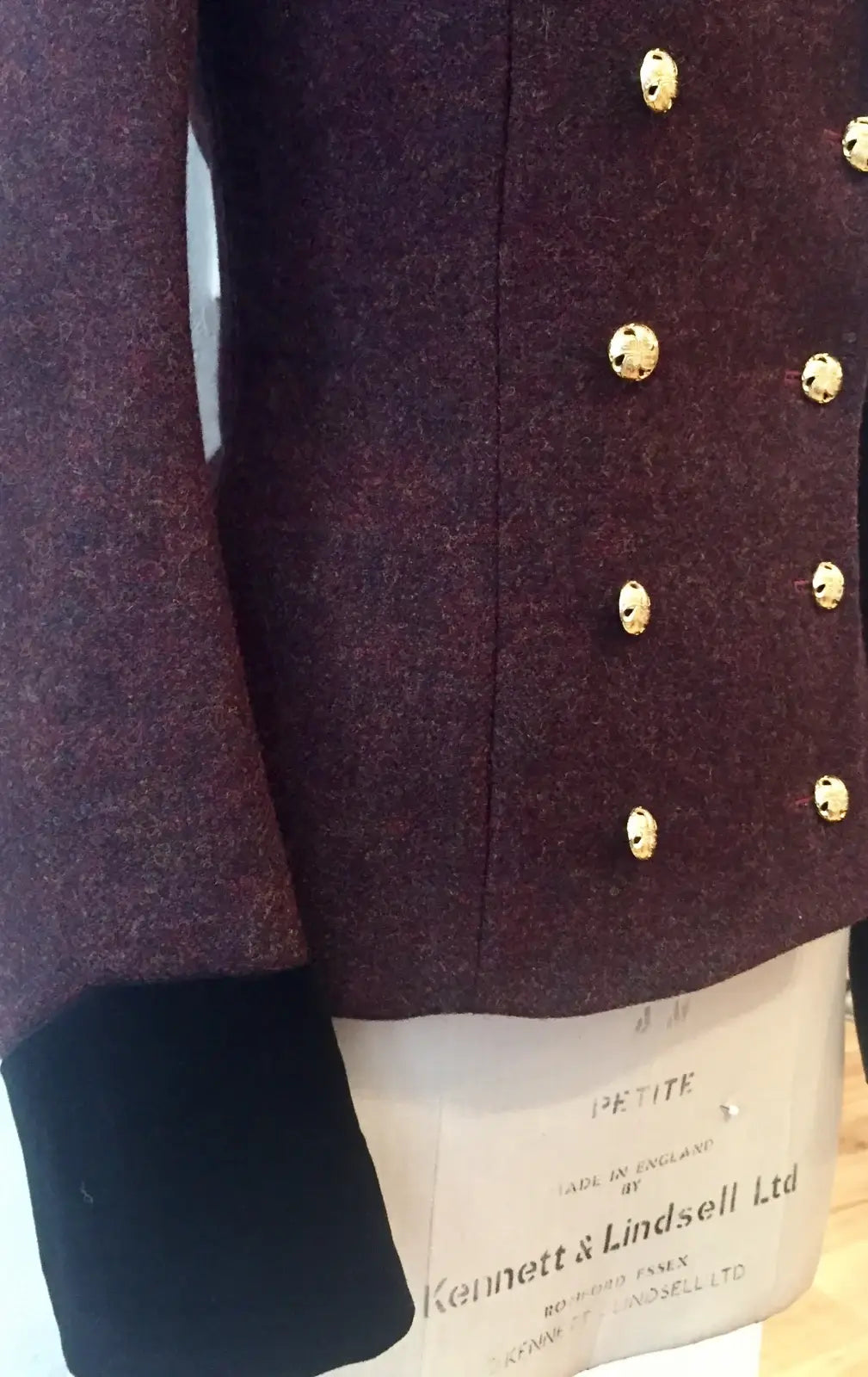 Double Breasted Concours Tweed Jacket with Velvet Detailing