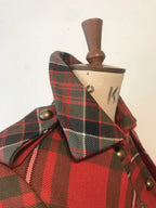 Double Tartan Wool Belted Trench Coat