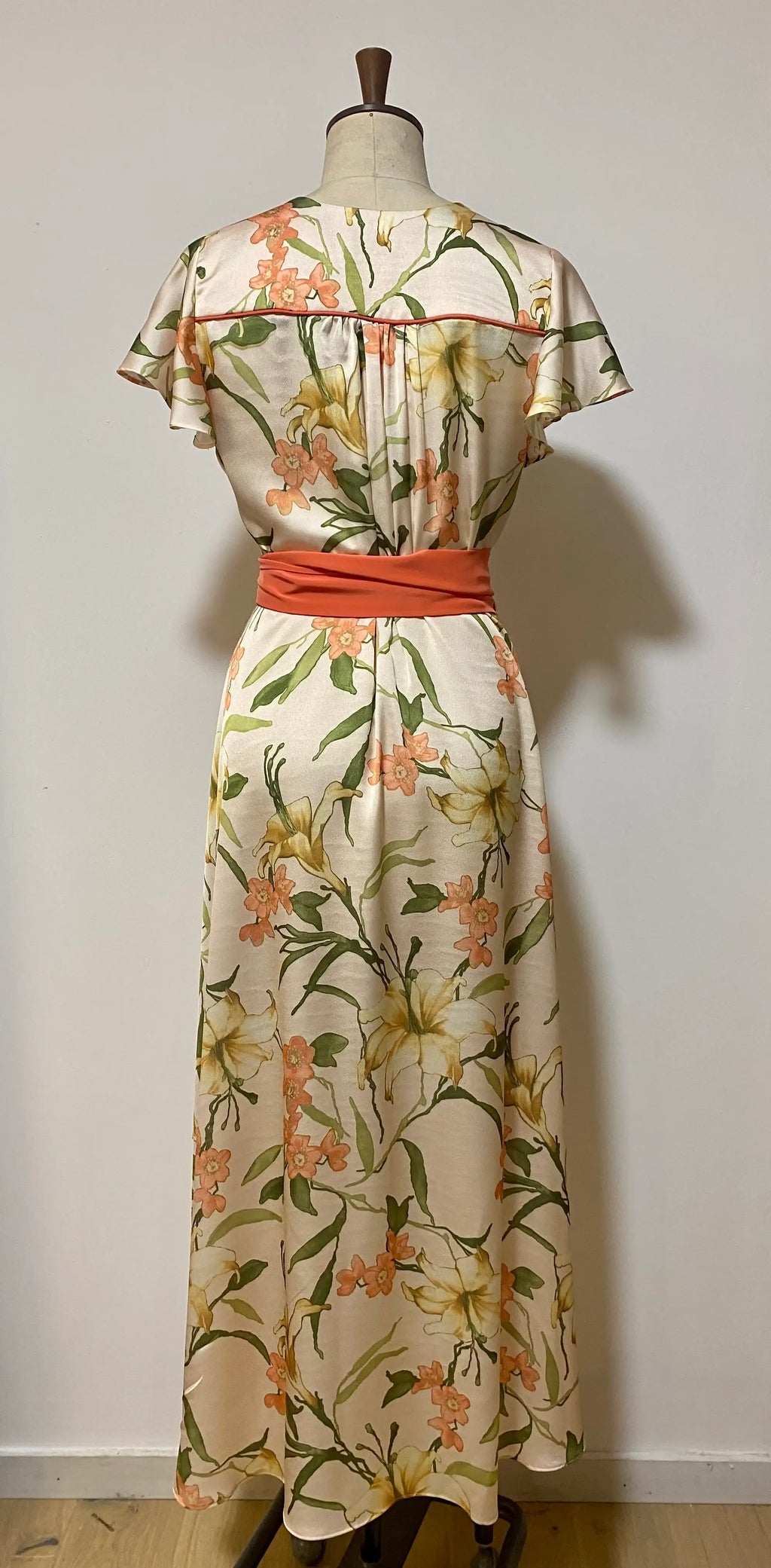 Floral Wrap Dress with Piping