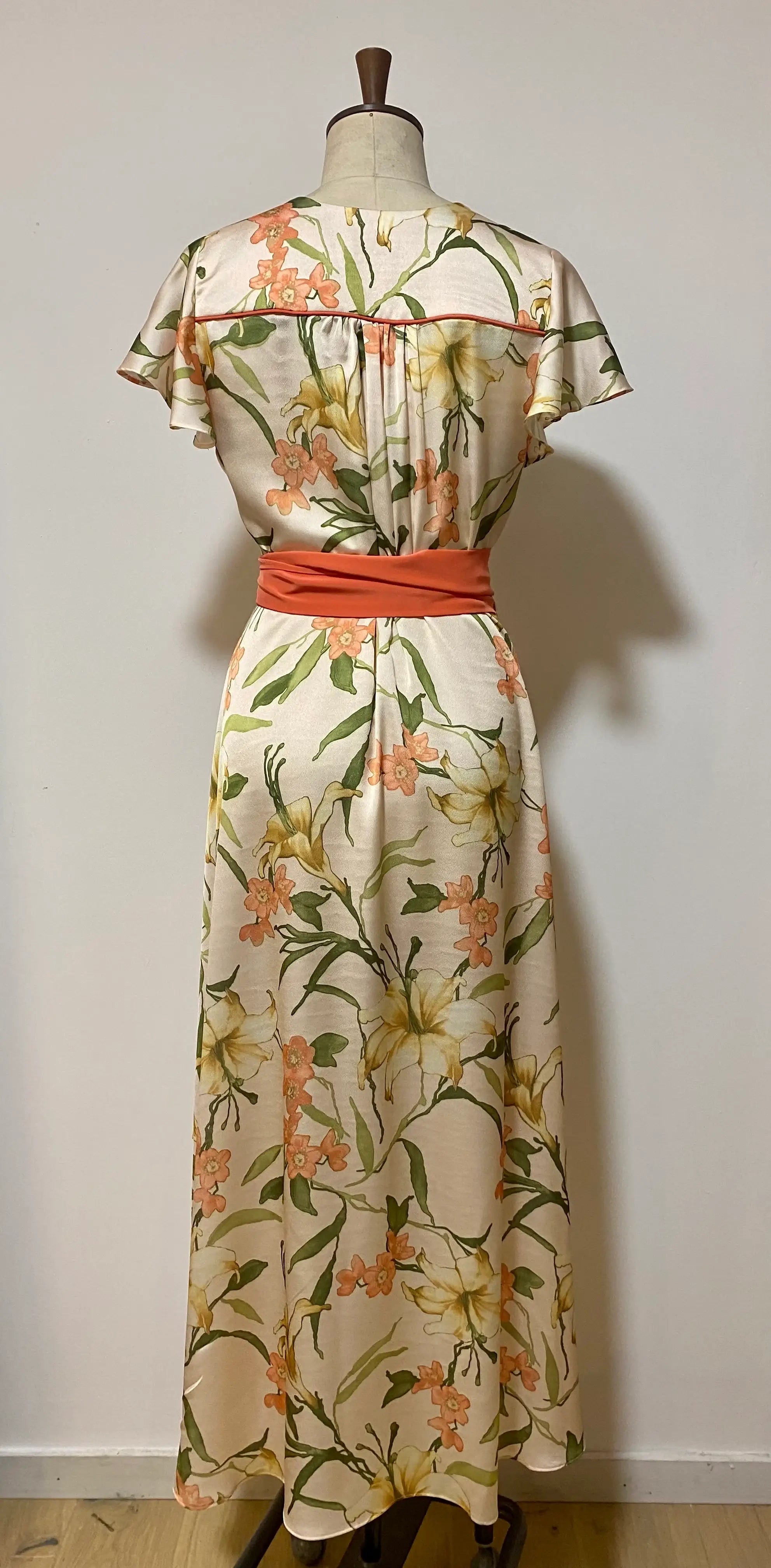 Floral Wrap Dress with Piping