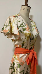 Floral Wrap Dress with Piping