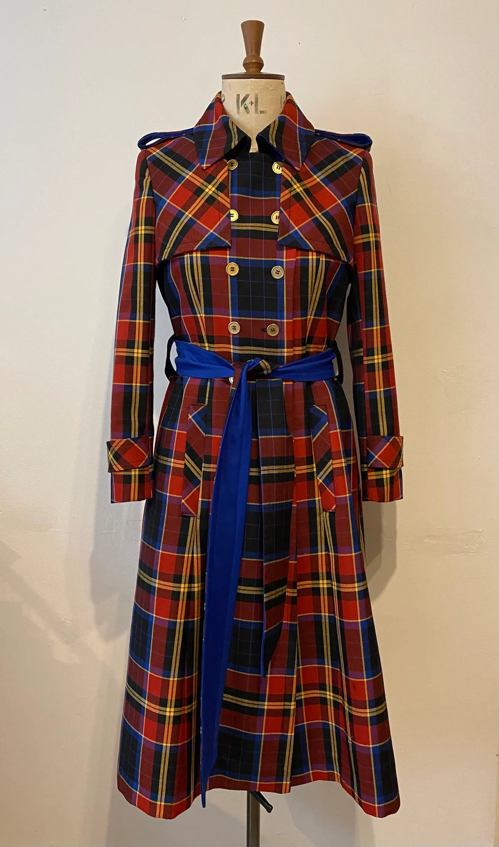 Long Line Tartan Trench