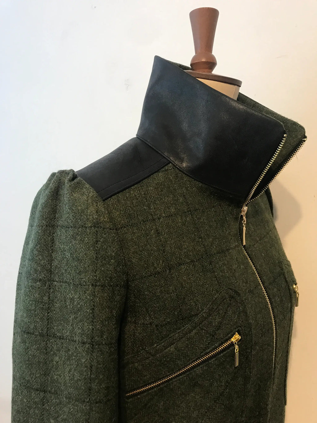 Tweed and leather Marianne zip jacket