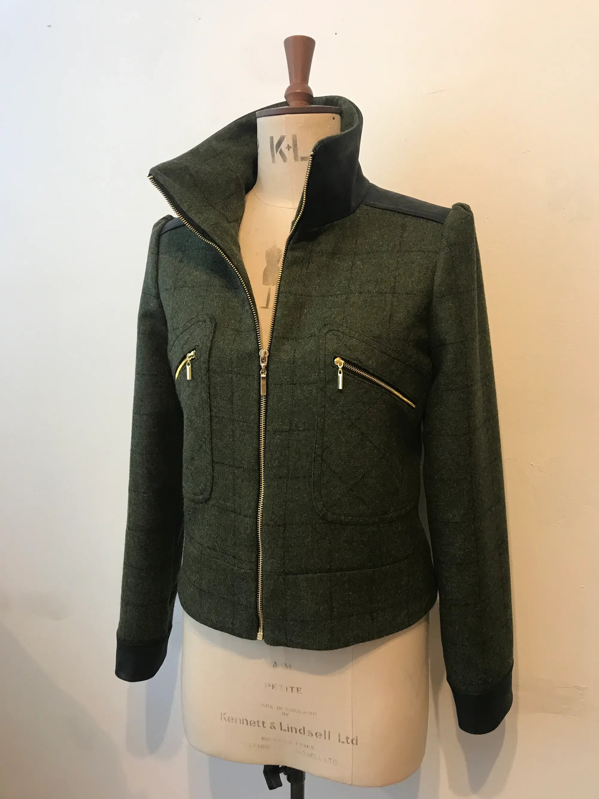 Tweed and leather Marianne zip jacket