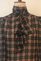 Anita Tartan Chiffon Tie Neck Blouse