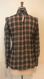 Anita Tartan Chiffon Tie Neck Blouse