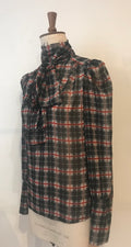 Anita Tartan Chiffon Tie Neck Blouse