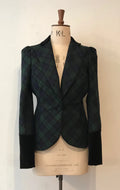 Schottenkaro- und Samt-Bustle-Jacke